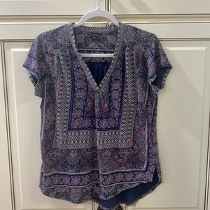 Lucky Brand Boho Short Sleeve Blouse Size Small